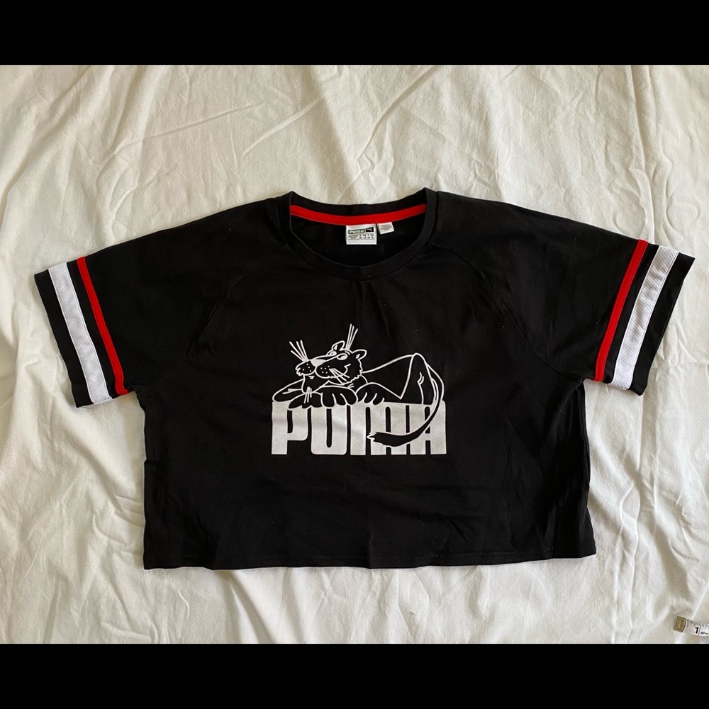 VTG Super Puma Stripped Cropped Top Tee